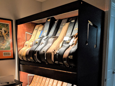 Custom Guitar Room & Cabinets - Showcase Your Style and Personality Guitar room - maple wood with red mahogany stain