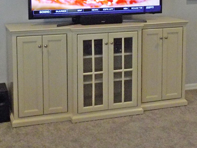 TV Console with Mullion Wood Frame Glass