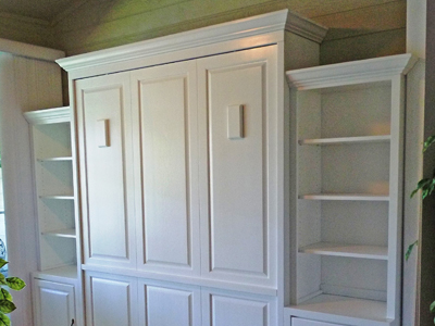 Traditional Murphy Wall Bed with Base Cabinets and Hutches