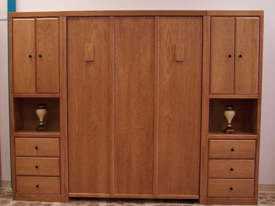 Savona Murphy Wall Bed and Nightstands with Wardrobe Cabinets