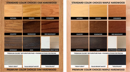 Stain Color Boards for Oak and Maple Hardwoods