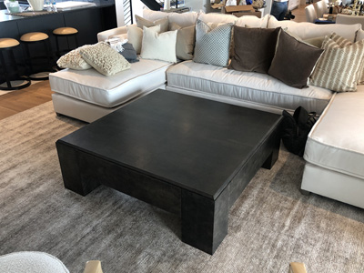 Custom Coffee Table - Square shown in Custom Stain and Burled Wood