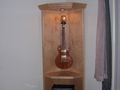 Custom Corner Single Guitar Display with Fixed Shelf on Bottom