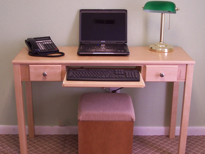 Savona Style Notebook Desk with Keyboard Drawer Shown in Natural on Maple