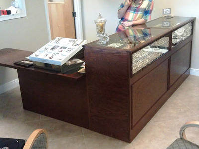 Commercial Custom Display Cases Shown in Espresso Stain on Oak