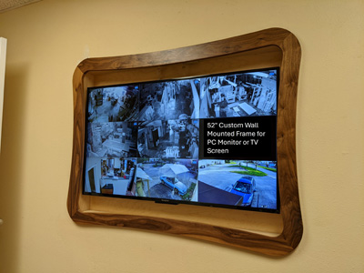 Frame for Wall Mounted TV / Monitor / Screen Shown in Natural Stain on Walnut