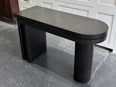L-Shape Rotating Table / Desktop with Cylindrical Column Leg shown in Java on Maple