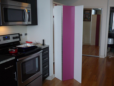Custom Room Divider White and Plum on Maple