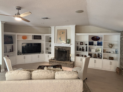 Custom Shaker Entertainment Center shown in Accent Bright White