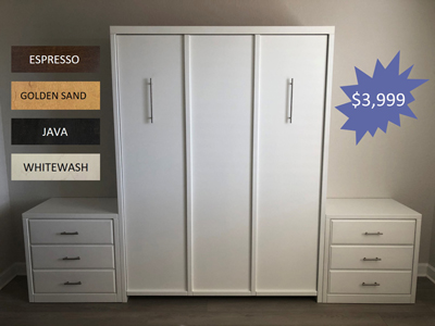 Savona Vertical Murphy Wall Bed with Custom Nightstands