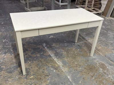 Custom Notebook Desk with Flat Center Pencil Drawer shown in White Dove on Maple