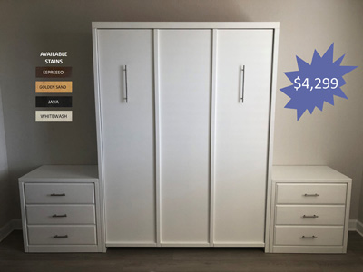 Savona Vertical Murphy Wall Bed with Custom Nightstands