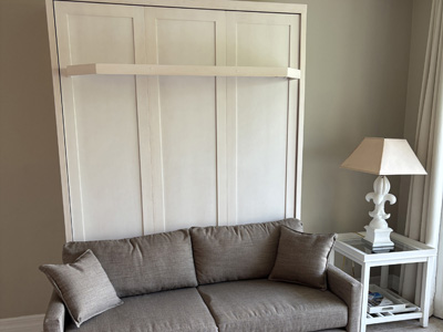 Shaker Queen Sofa Murphy Wall Bed with 3 Full Length Panels, Flat Trim and 12