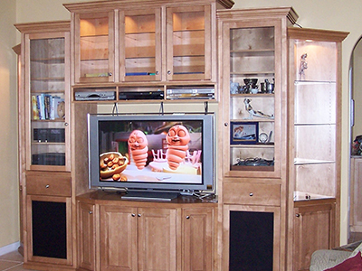 Custom Traditional 4 Piece Entertainment Center with Adjustable Glass Shelves<